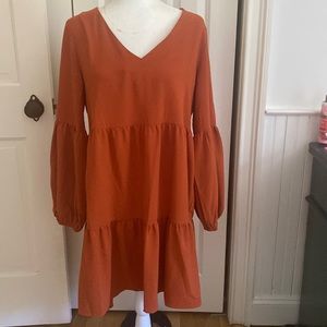 Orange V-neck dress